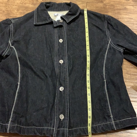 SPANNER Black jean jacket with ruffled cuffs - Picture 9 of 10